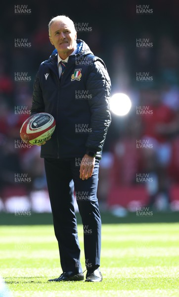 190322 Wales v Italy, Guinness Six Nations 2022 - Italy head coach Kieran Crowley during warm up ahead of the match