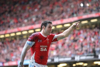 19.03.10 Wales v Italy... Wales Stephen Jones celebrates. 