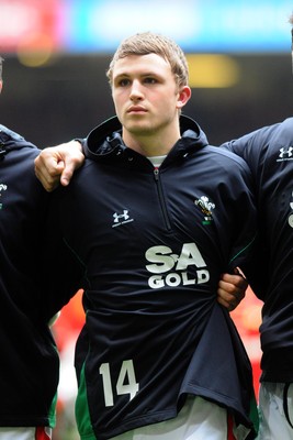 20.03.10 - Six Nations Rugby, Wales v Italy Wales' youngest ever cap, Tom Prydie during the anthems 