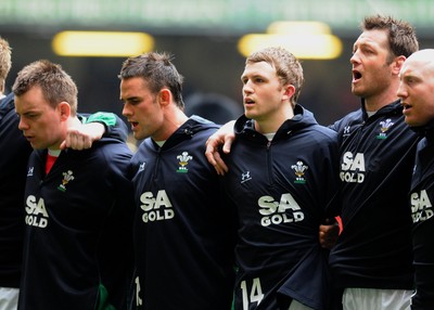 20.03.10 - Six Nations Rugby, Wales v Italy Wales' youngest ever cap, Tom Prydie during the anthems 