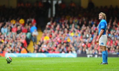 20.03.10 - Six Nations Rugby, Wales v Italy Italy's Mirco Bergamasco 