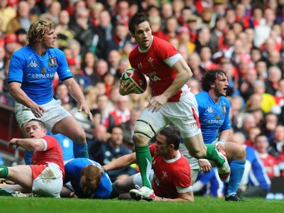 20.03.10 - Six Nations Rugby, Wales v Italy Wales' Andrew Bishop 