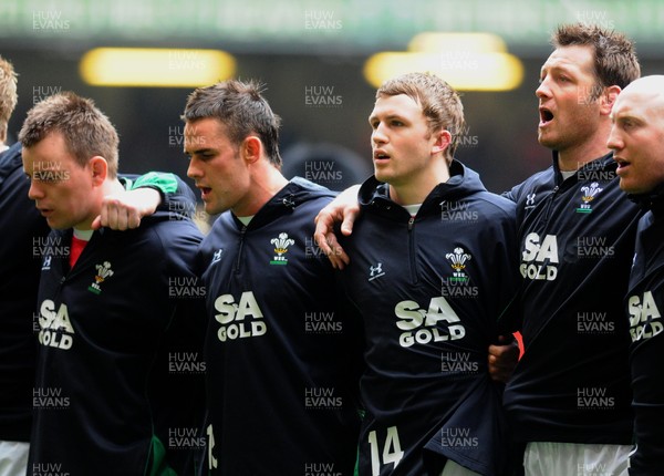 20.03.10 - Six Nations Rugby, Wales v Italy Wales' youngest ever cap, Tom Prydie during the anthems 