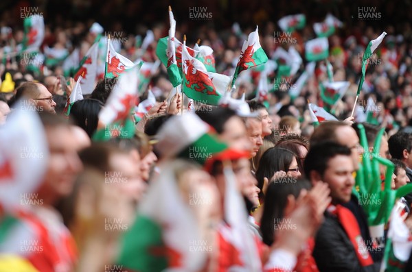 20.03.10 - Six Nations Rugby, Wales v Italy Wales fans fly the flag 