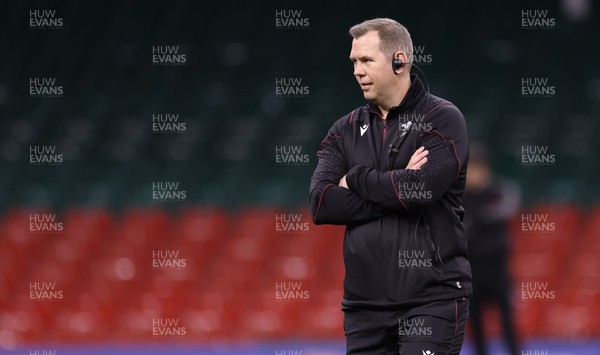 270424 - Wales v Italy, Guinness Women’s 6 Nations -  Ioan Cunningham, Wales Women head coach, during warm up