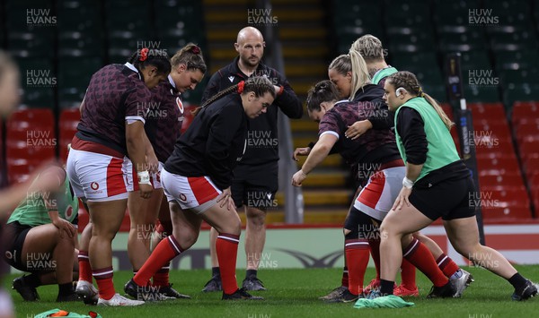 270424 - Wales v Italy, Guinness Women’s 6 Nations -  Mike Hill, Wales Women forwards coach, during warm up