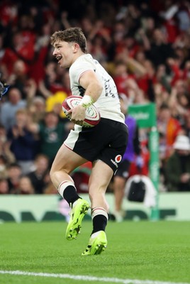 151125 - Wales v Japan - Quilter Nations Series - Dan Edwards of Wales celebrates scoring a try