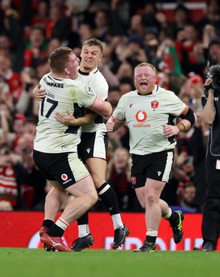 151125 - Wales v Japan - Quilter Nations Series - Jarrod Evans of Wales celebrates kicking the match winning penalty with team mates