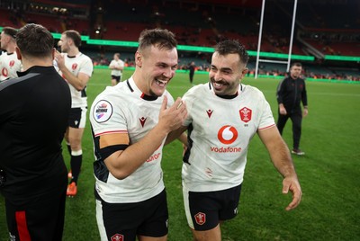 151125 - Wales v Japan - Quilter Nations Series - Jarrod Evans and Liam Belcher of Wales at full time