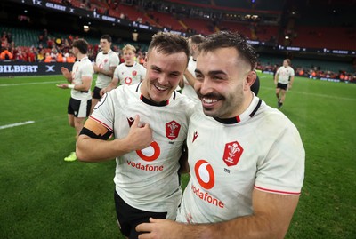 151125 - Wales v Japan - Quilter Nations Series - Jarrod Evans and Liam Belcher of Wales at full time