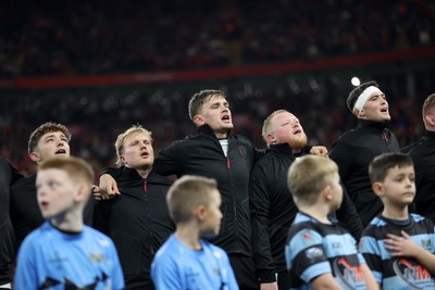 151125 - Wales v Japan - Quilter Nations Series - Alex Mann of Wales sings the anthem