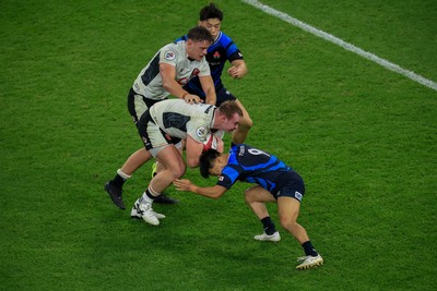 151125 - Wales v Japan - Quilter Nations Series - Dewi Lake of Wales is tackled by Naoto Saito of Japan
