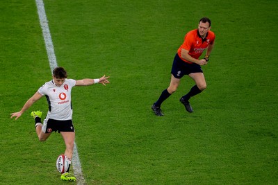 151125 - Wales v Japan - Quilter Nations Series - Dan Edwards of Wales kicks