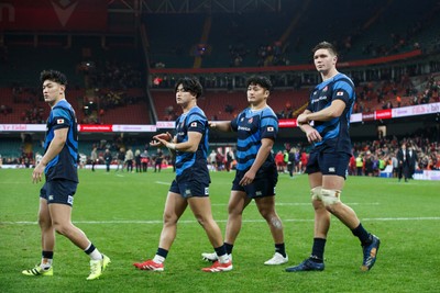 151125 - Wales v Japan - Quilter Nations Series - Faulua Makisi, Seungsin Lee, Kazuma Ueda and Harry Hockings of Japan at the end of the match