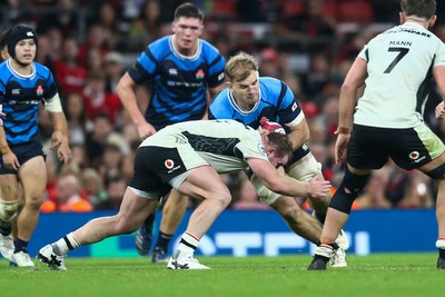 151125 - Wales v Japan - Quilter Nations Series - Tyler Paul of Japan is tackled by Dewi Lake of Wales