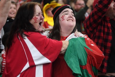151125 - Wales v Japan - Quilter Nations Series - Wales fans celebrate as the winning kick goes through the posts
