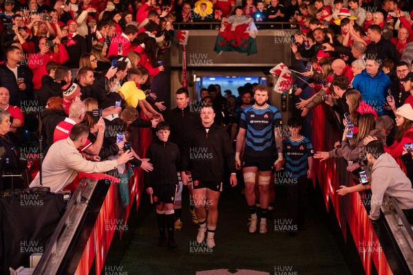 151125 - Wales v Japan - Quilter Nations Series - Teams walk down the tunnel at the start of the match