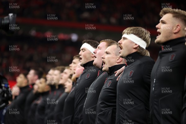 151125 - Wales v Japan - Quilter Nations Series - Rhys Carre of Wales sings the anthem