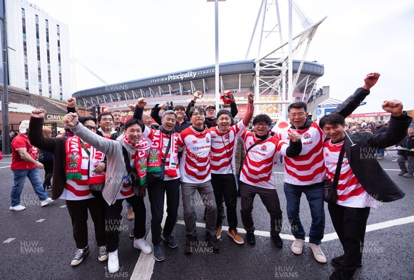 151125 - Wales v Japan, Quilter Nations Series -Japanese supporters outside the Principality Stadium