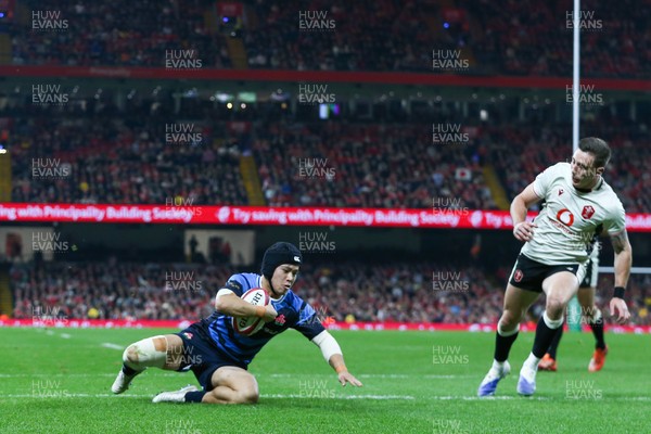 151125 - Wales v Japan - Quilter Nations Series - Kippei Ishida of Japan goes over for a try
