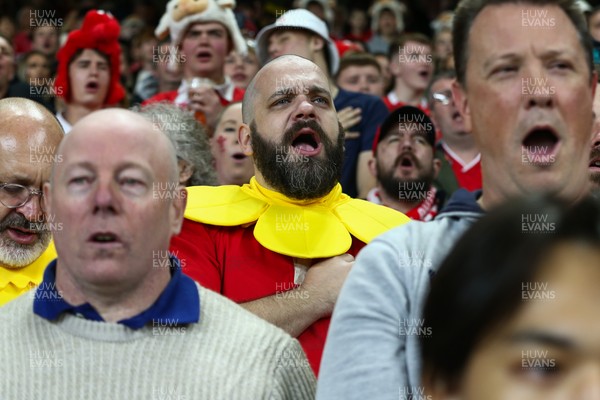 151125 - Wales v Japan - Quilter Nations Series - Wales fans sing the national anthem before the match