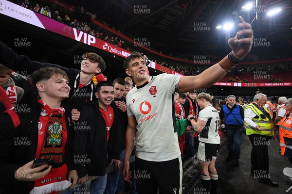 151125 - Wales v Japan - Quilter Nations Series - Dafydd Jenkins of Wales with fans at full time