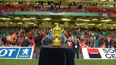 20.09.07 - Wales v Japan - Rugby World Cup 2007 - The Webb Ellis trophy sits at the end of the tunnel at the Millennium Stadium, Cardiff 