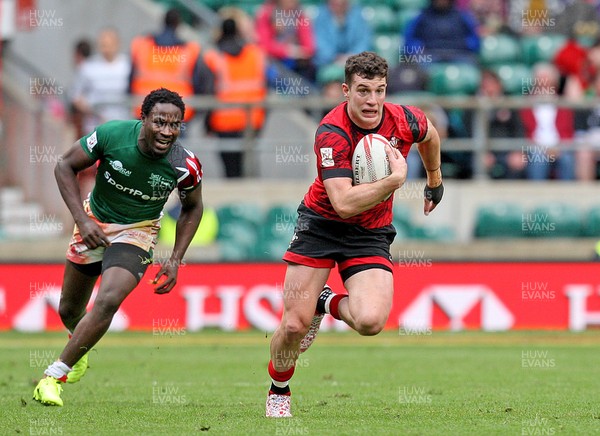 200617  - Wales vs Kenya - HSBC World Rugby Sevens Series - Owen Jenkins of Wales on the attack  