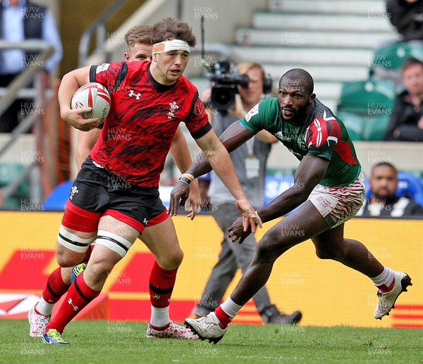 200617  - Wales vs Kenya - HSBC World Rugby Sevens Series - James Benjamin of Wales on the attack  