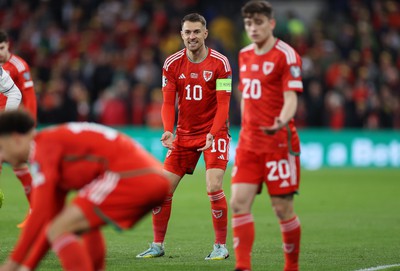 280323 - Wales v Latvia - European Championship Qualifier - Group D - Aaron Ramsey of Wales 