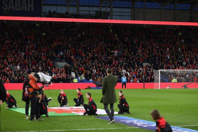 280323 - Wales v Latvia - European Championship Qualifier - Group D - Gareth Bale addresses the fans before the game