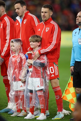 280323 - Wales v Latvia - European Championship Qualifier - Group D - Aaron Ramsey of Wales with his son Sonny