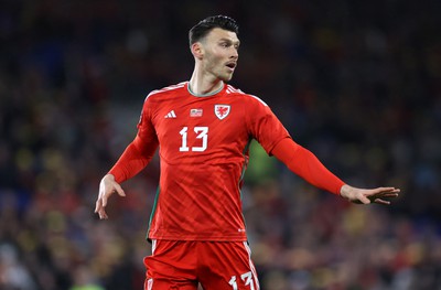 280323 - Wales v Latvia - European Championship Qualifier - Group D - Kieffer Moore of Wales 