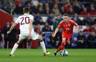 280323 - Wales v Latvia - European Championship Qualifier - Group D - Joe Morrell of Wales 