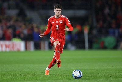 280323 - Wales v Latvia - European Championship Qualifier - Group D - Neco Williams of Wales 