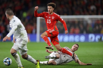 280323 - Wales v Latvia - European Championship Qualifier - Group D - Ethan Ampadu of Wales 