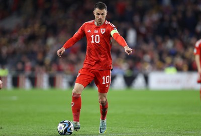 280323 - Wales v Latvia - European Championship Qualifier - Group D - Aaron Ramsey of Wales 