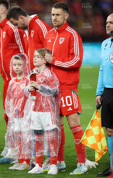 280323 - Wales v Latvia - European Championship Qualifier - Group D - Aaron Ramsey of Wales with his son Sonny