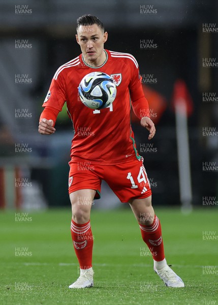 280323 - Wales v Latvia - European Championship Qualifier - Group D - Connor Roberts of Wales 