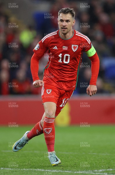 280323 - Wales v Latvia - European Championship Qualifier - Group D - Aaron Ramsey of Wales 