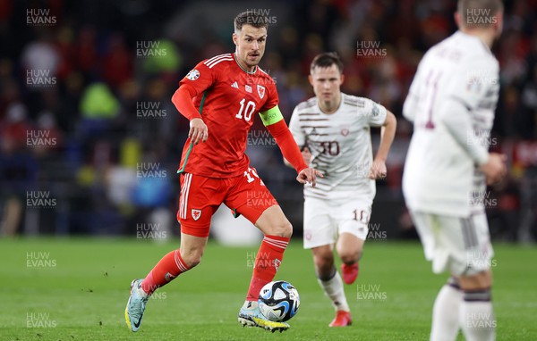 280323 - Wales v Latvia - European Championship Qualifier - Group D - Aaron Ramsey of Wales 