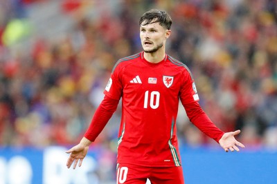 060625 - Wales v Liechtenstein - 2026 FIFA World Cup Qualifying - Liam Cullen of Wales