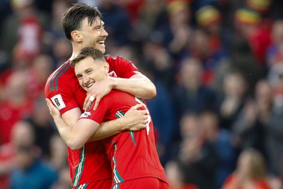 060625 - Wales v Liechtenstein - 2026 FIFA World Cup Qualifying - Kieffer Moore of Wales celebrates after scoring