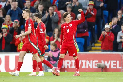 060625 - Wales v Liechtenstein - 2026 FIFA World Cup Qualifying - Harry Wilson of Wales celebrates after scoring