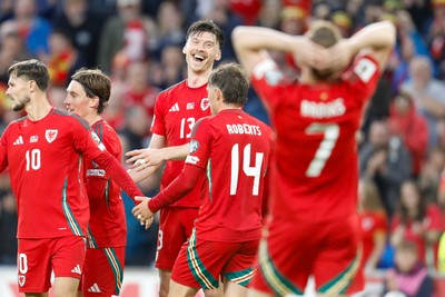 060625 - Wales v Liechtenstein - 2026 FIFA World Cup Qualifying - Kieffer Moore of Wales celebrates after scoring