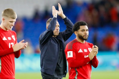 060625 - Wales v Liechtenstein - 2026 FIFA World Cup Qualifying - Wales Head Coach Craig Bellamy applauds fans after the game
