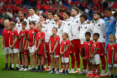 060625 - Wales v Liechtenstein - 2026 FIFA World Cup Qualifying - Wales players during National Anthem