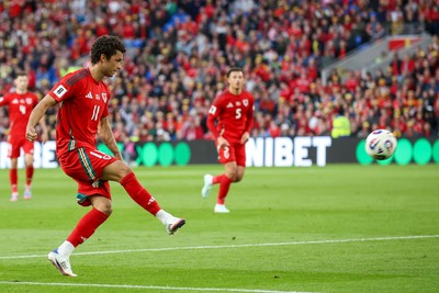 060625 - Wales v Liechtenstein - 2026 FIFA World Cup Qualifying - Brennan Johnson of Wales