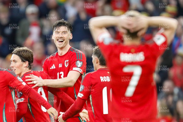 060625 - Wales v Liechtenstein - 2026 FIFA World Cup Qualifying - Kieffer Moore of Wales celebrates after scoring