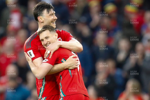 060625 - Wales v Liechtenstein - 2026 FIFA World Cup Qualifying - Kieffer Moore of Wales celebrates after scoring
